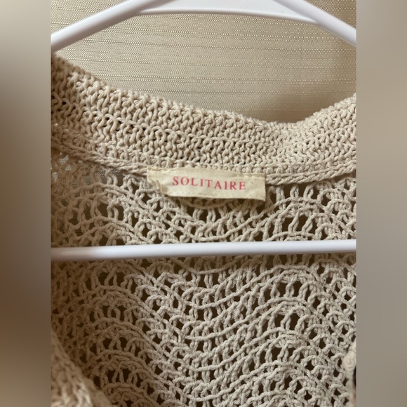 Solitaire Crochet Knit Short Sleeve Top Size M Bohemian Summer Vacation - Picture 2 of 6